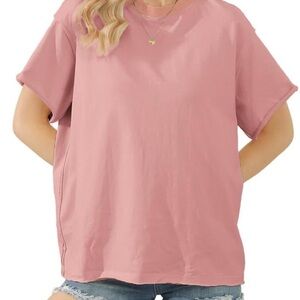 Pink Oversized Boxy Short Sleeve Tee